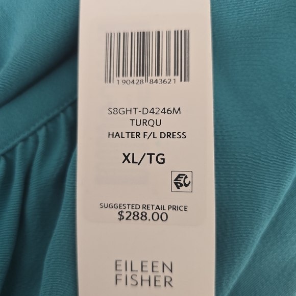 Eileen Fisher Turquoise Halter Dress XL - Picture 3 of 8